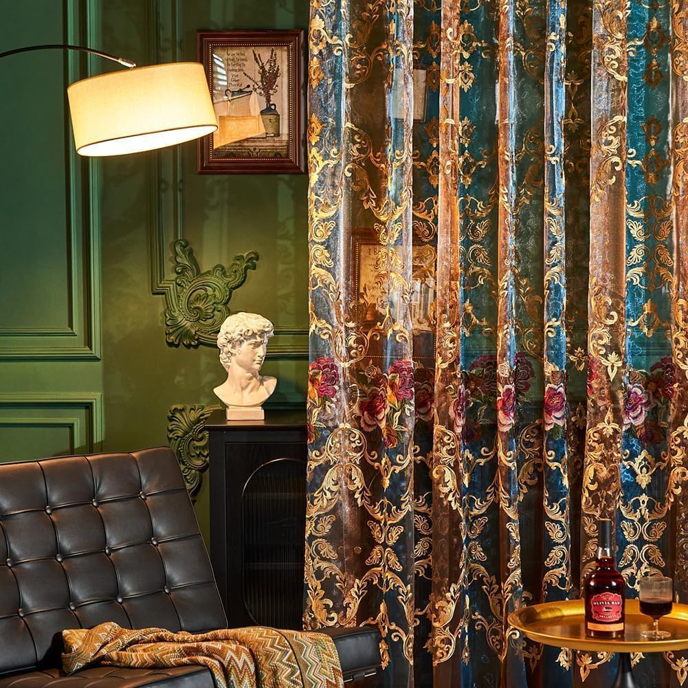 Embroidered Sheer Curtains with Floral Patterns 100"W x 84"L C799862