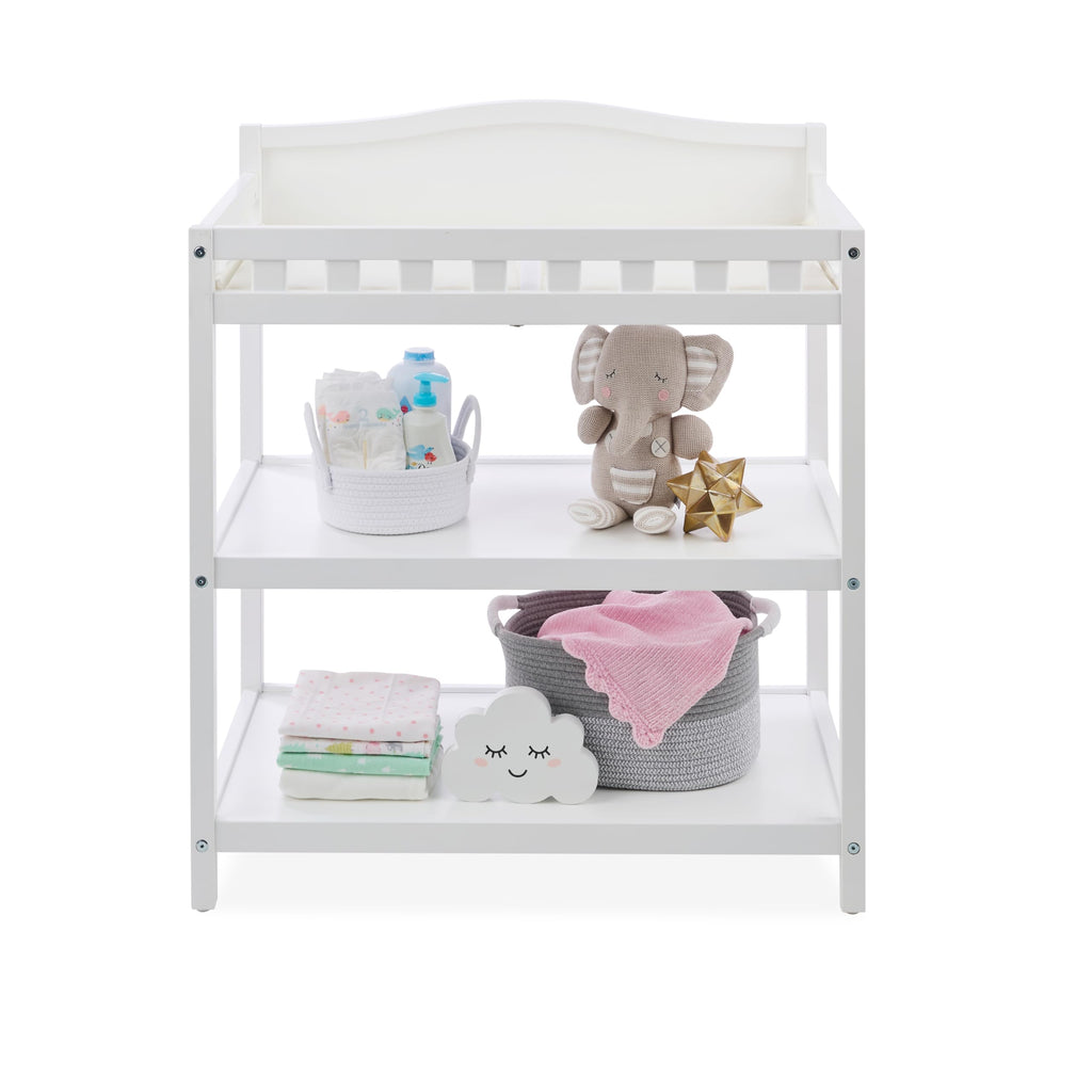 White Baby Changing Table with Pad & Storage Shelves A19987