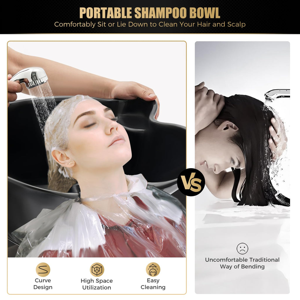 Portable Plastic Shampoo Bowl with Electric Pump and Drain Hoses I6485