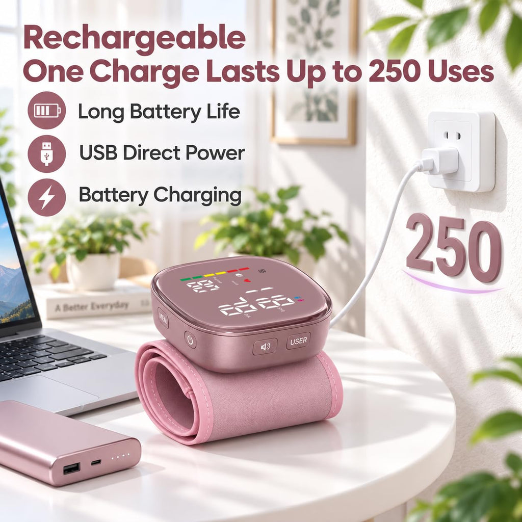 Pink Rechargeable Wrist Blood Pressure Monitor L79164