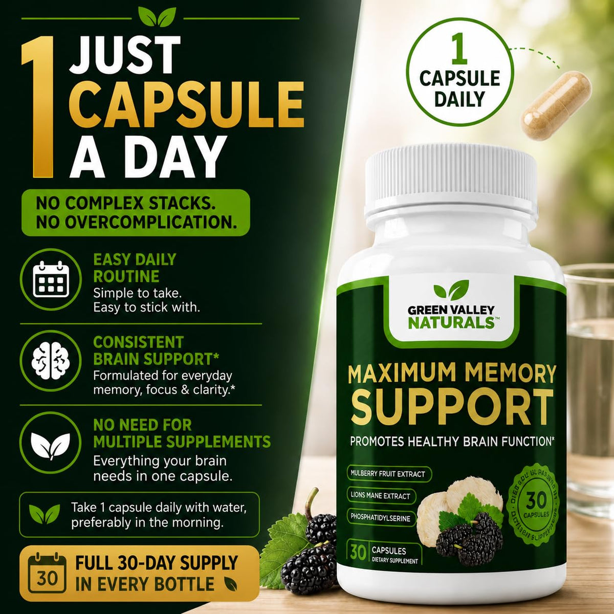 Lion's Mane Mulberry Phosphatidylserine 30 Capsules Q661