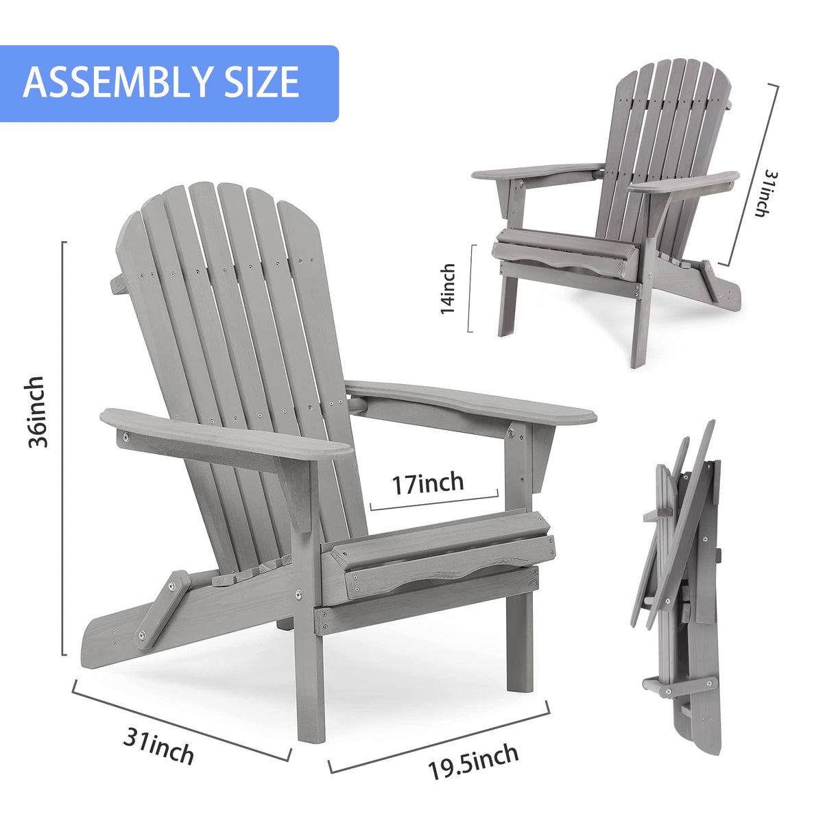 Solid Cedar Wood Adirondack Chairs Set of 2 B22519