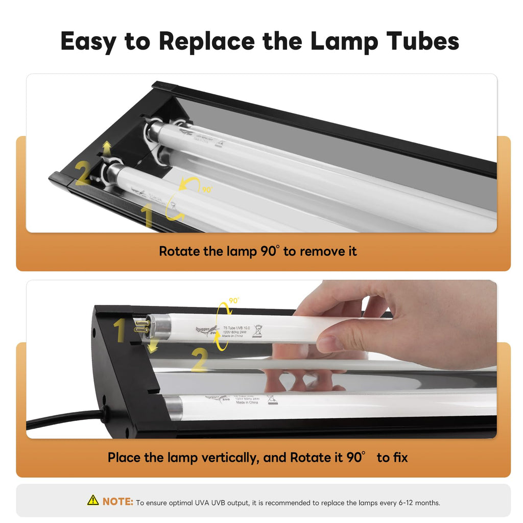 12 Inch UVB Reptile Light Fixture with Timer D8422