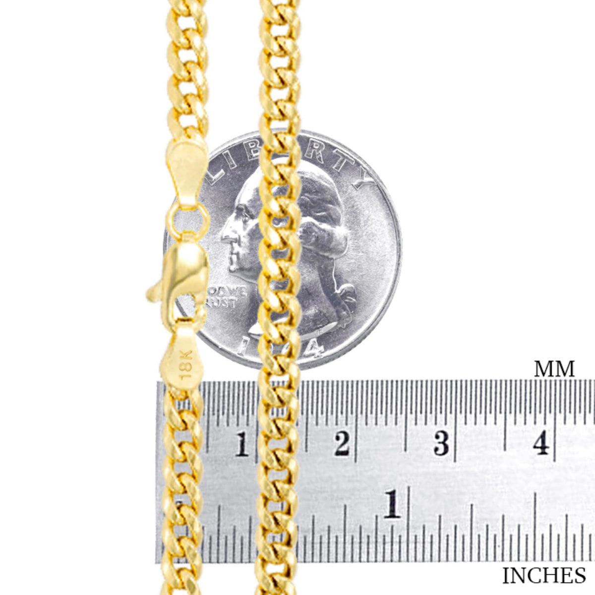 18k Yellow Gold Cuban Link Chain Necklace U530