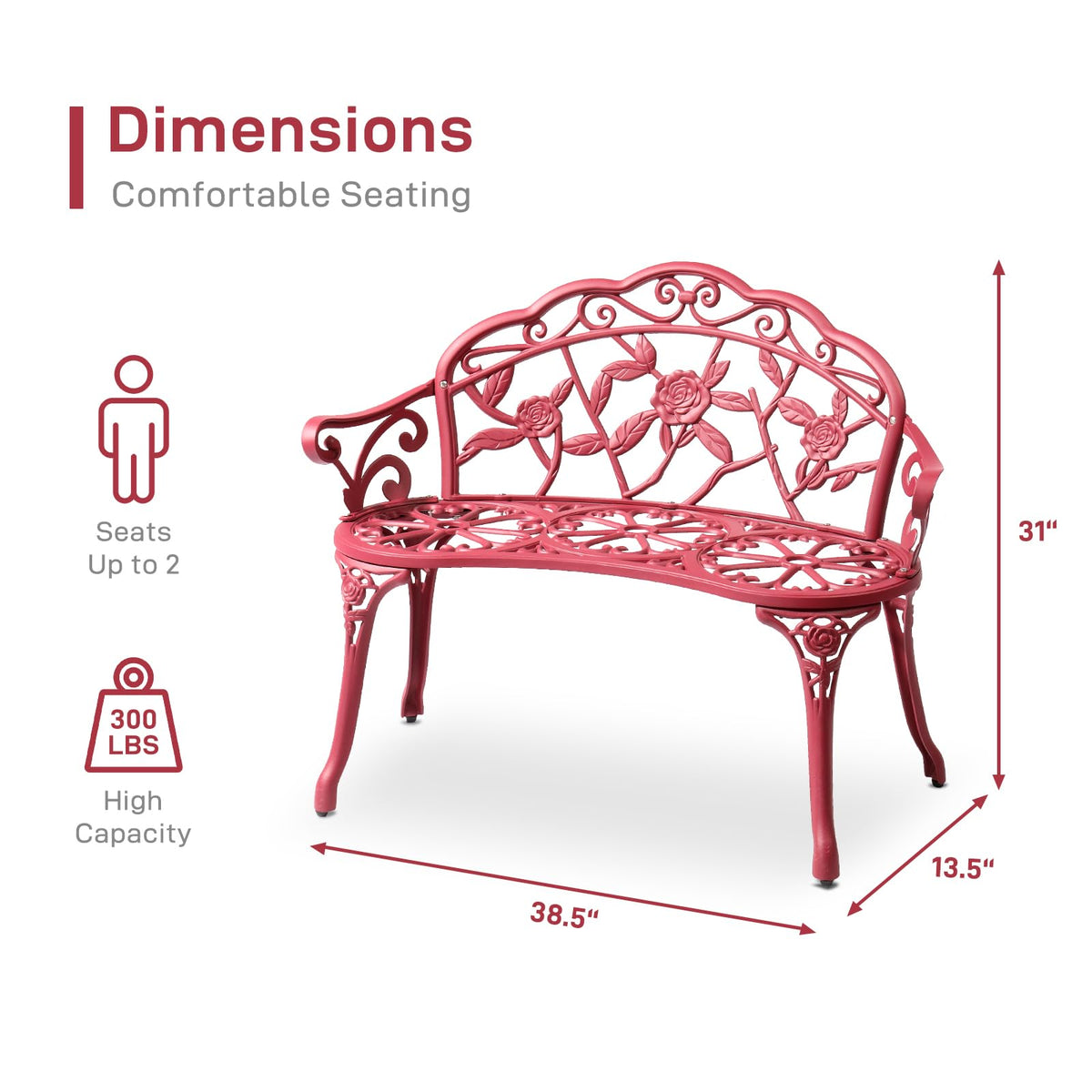 38.5" Cast Iron Aluminum Patio Bench T134