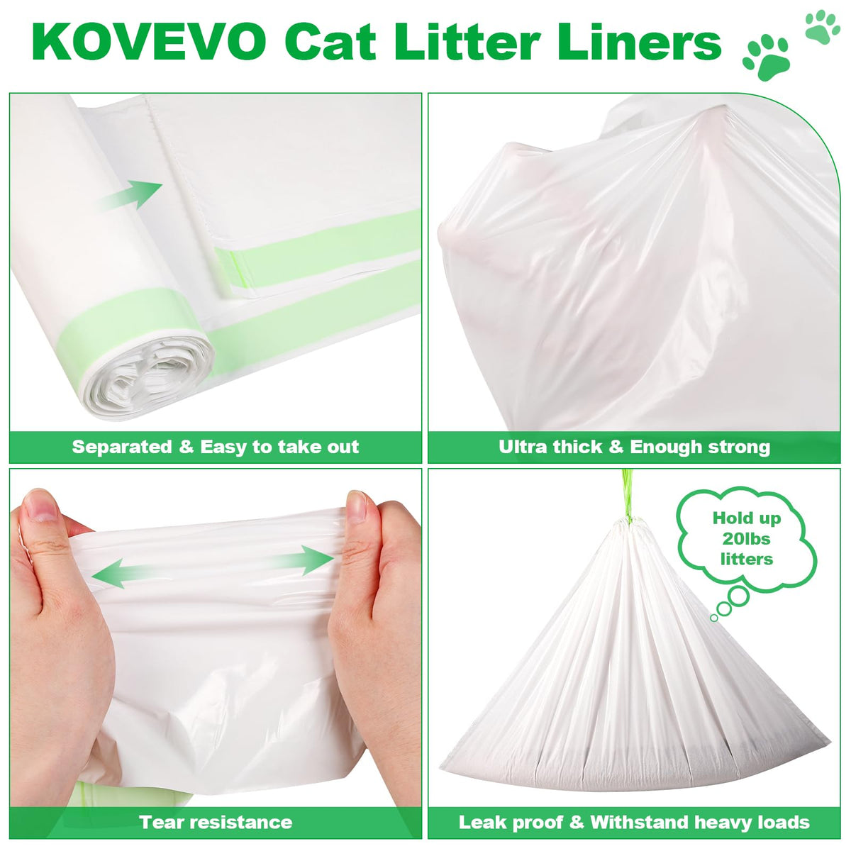 100 PCS Jumbo Cat Litter Box Liners 36"x19" H611827