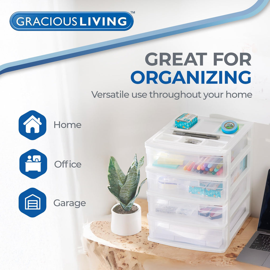 4-Tier White Plastic Drawer Organizer V77706