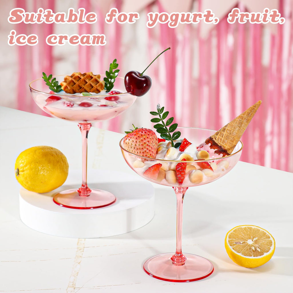 9oz Pink Plastic Martini Glasses Set N4579