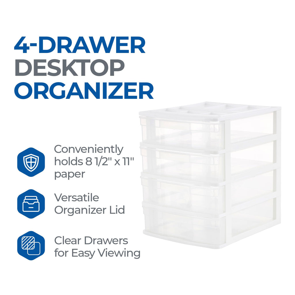 4-Tier White Plastic Drawer Organizer V77706