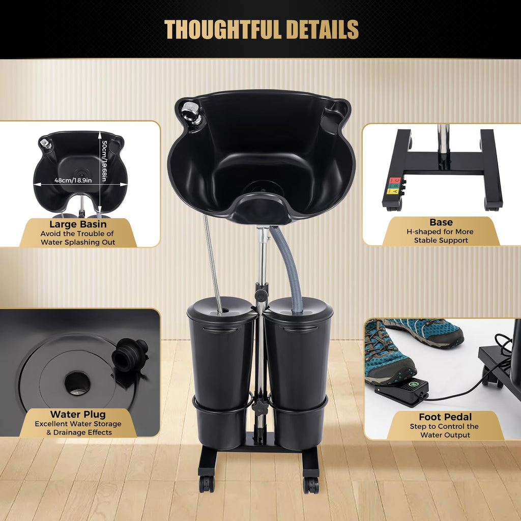 Portable Plastic Shampoo Bowl with Electric Pump and Drain Hoses I6485