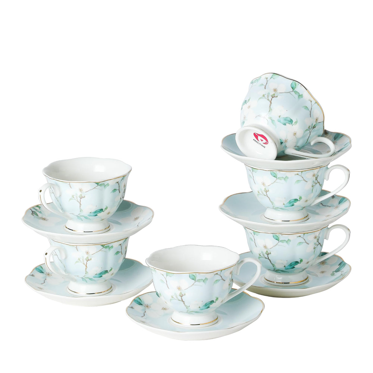 6oz Porcelain Tea Cup & Saucer Set of 6 L489152