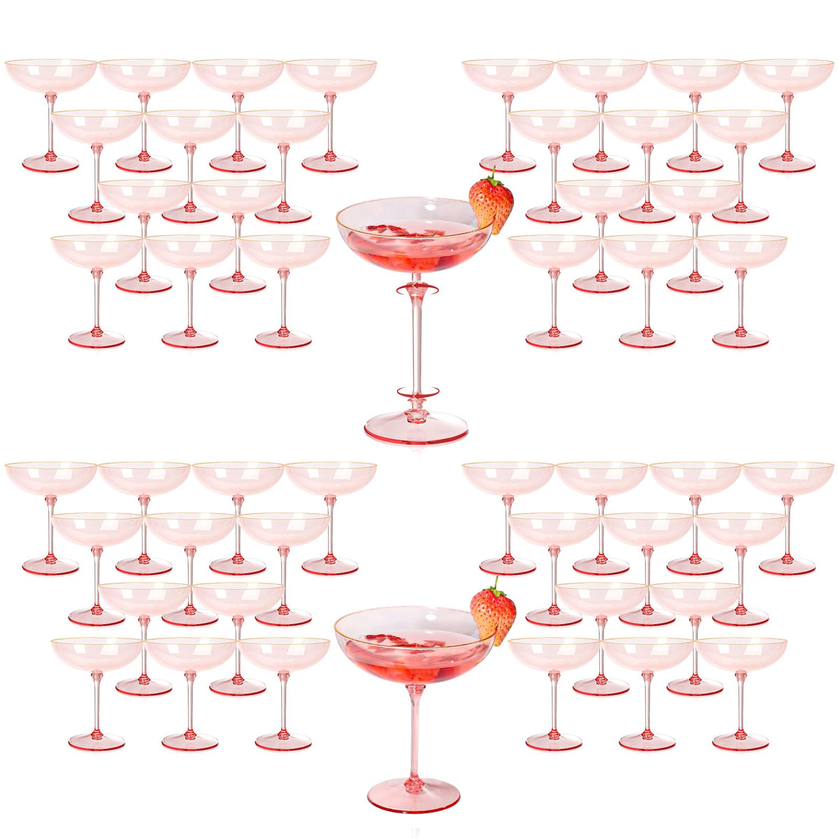 9oz Pink Plastic Martini Glasses Set N4579
