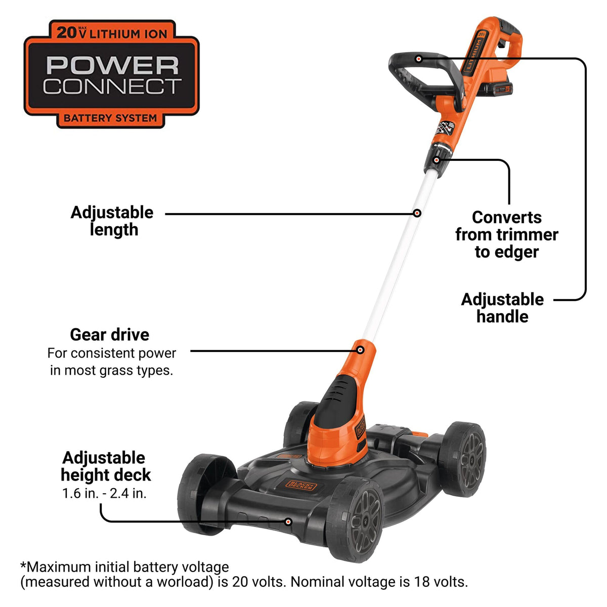 Cordless 3 in 1 Weed Eater, Lawn Edger and Lawn Mower L1214