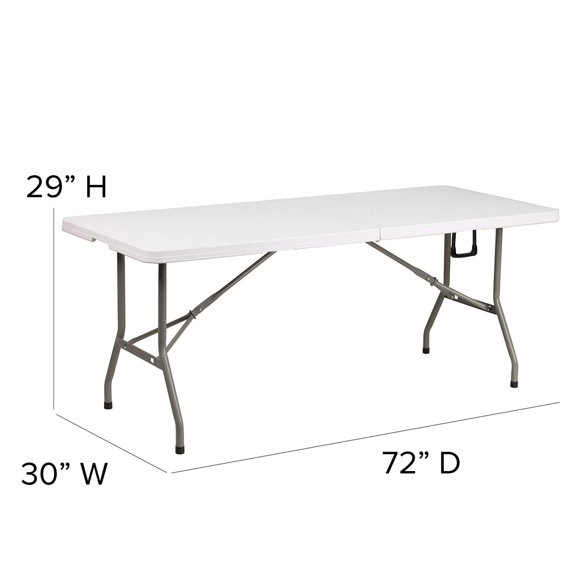 6-Foot Bi-Fold Granite White Plastic Folding Table L1879