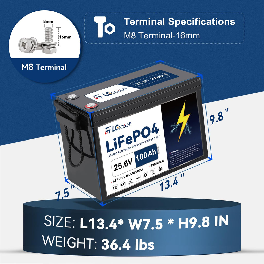 24V 100Ah LiFePO4 Battery with 100A BMS L63106