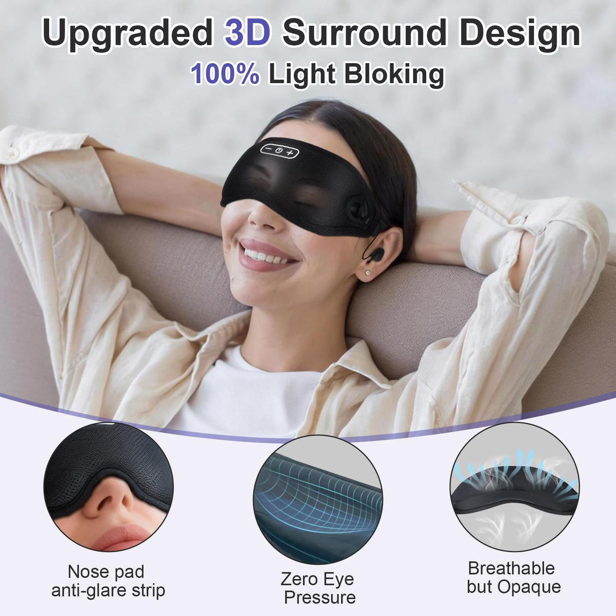 Wireless Bluetooth Sleep Headphones and Blackout Sleep Mask B566