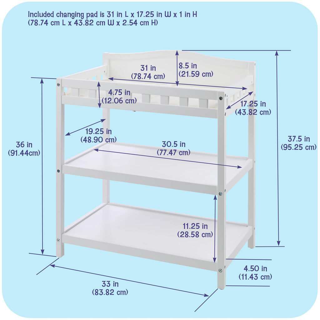 White Baby Changing Table with Pad & Storage Shelves A19987