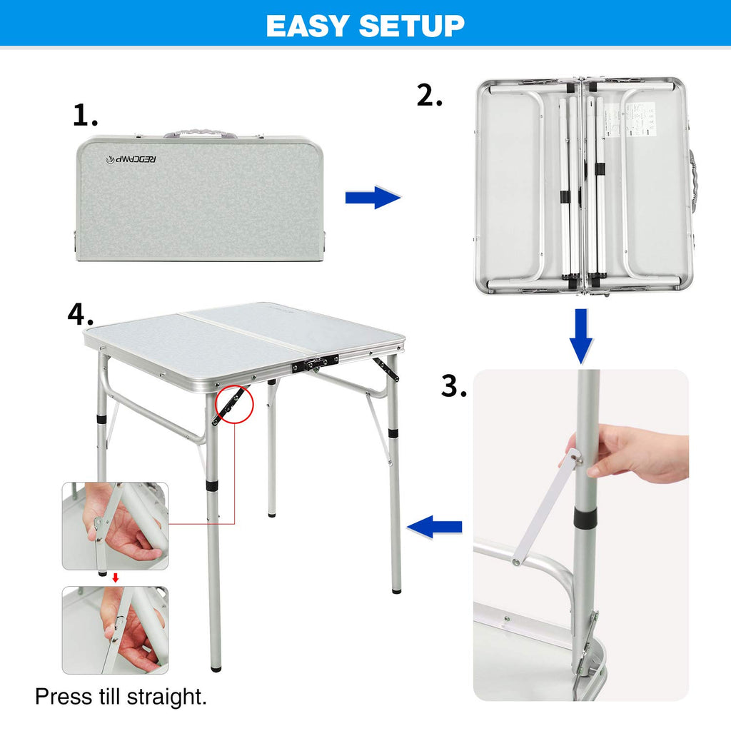 2 Foot Small Square Folding Table with Adjustable Height D492214
