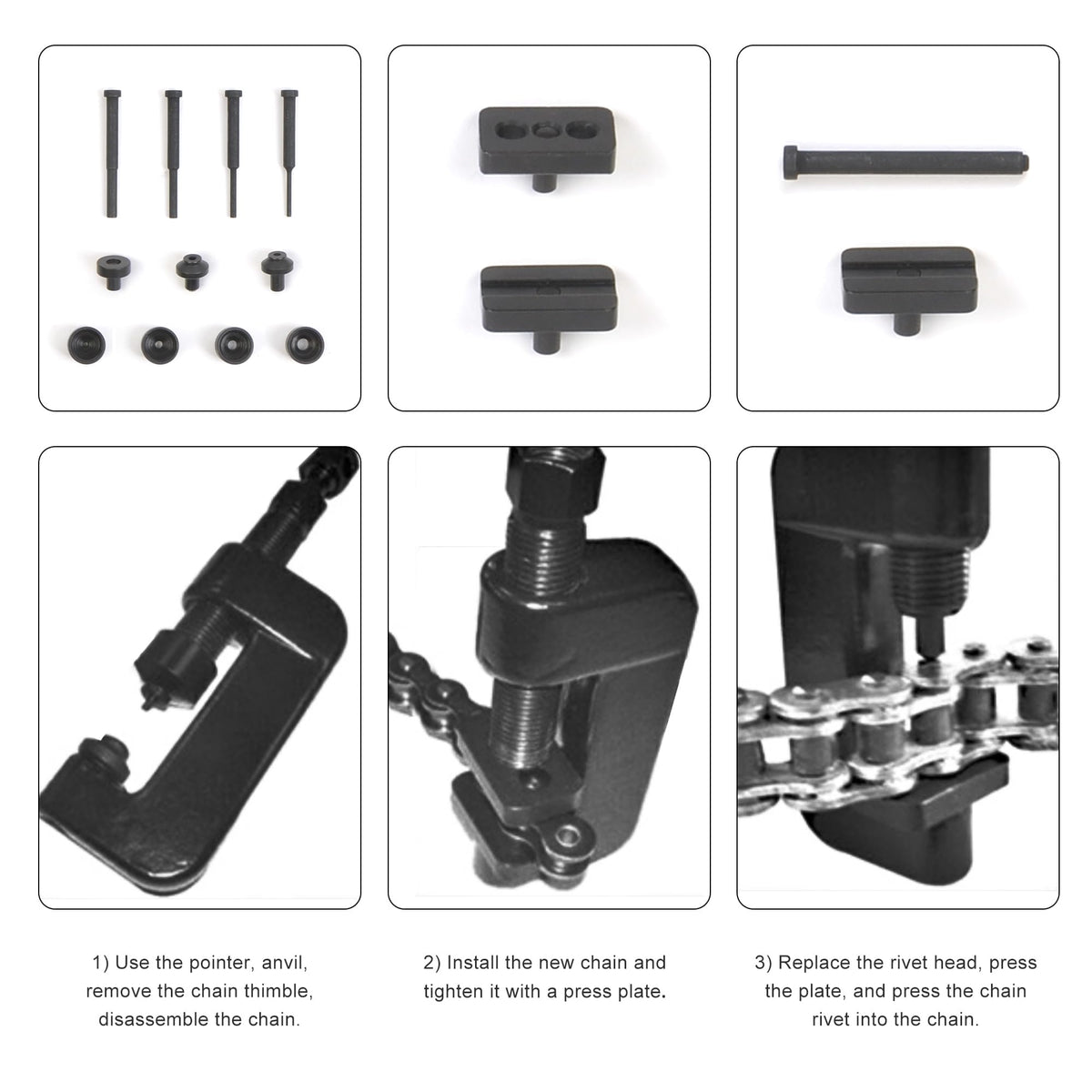 21 PCS Rivet and Roller Chain Link Removal Tool Kit V873433