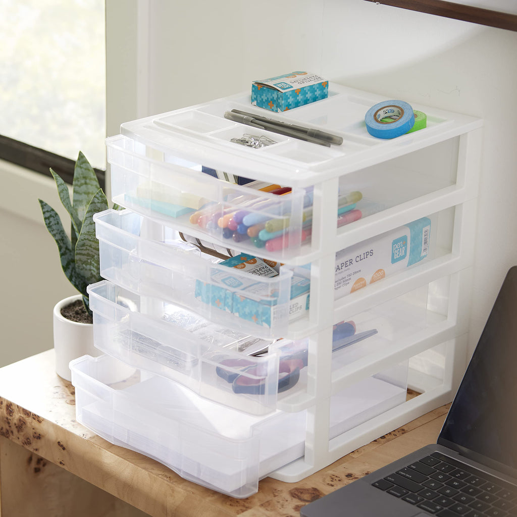 4-Tier White Plastic Drawer Organizer V77706