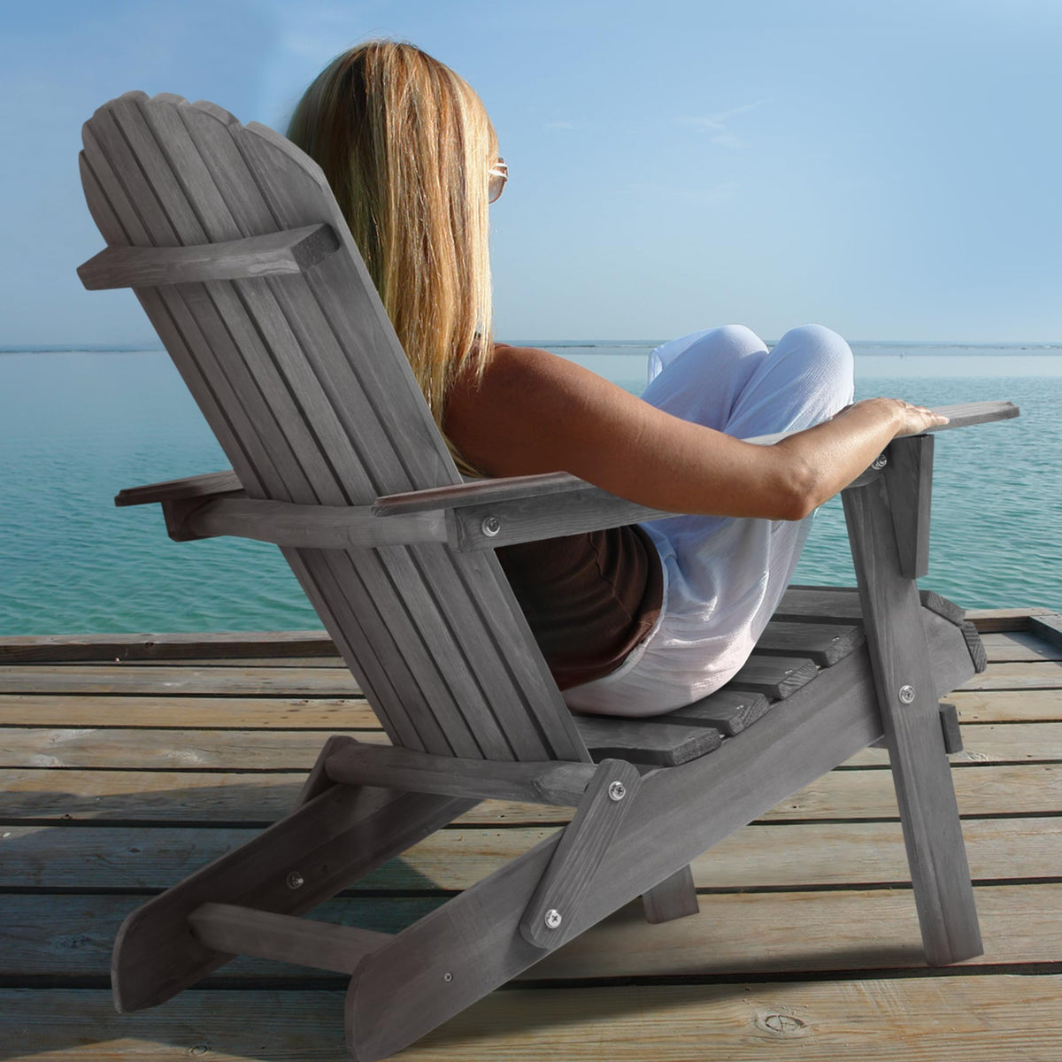 Solid Cedar Wood Adirondack Chairs Set of 2 B22519