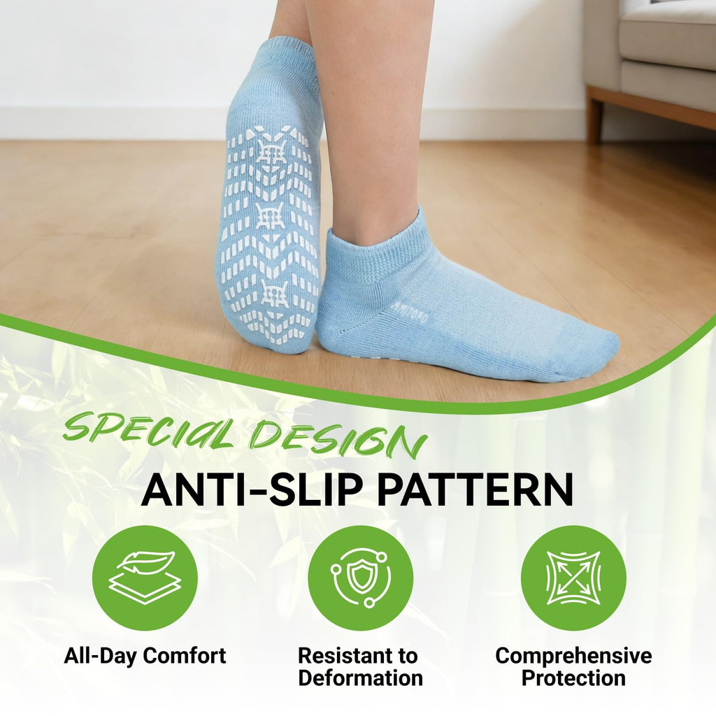 Diabetic Non-Slip Wide Cuff Bamboo Viscose Ankle Socks 6 pairs B6538
