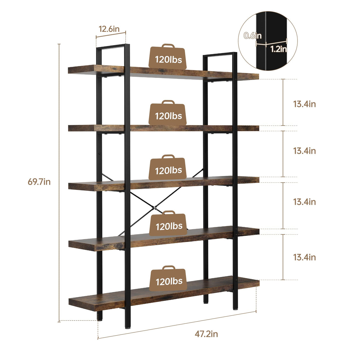Heavy Duty 5 Tier Industrial Bookcase C799238