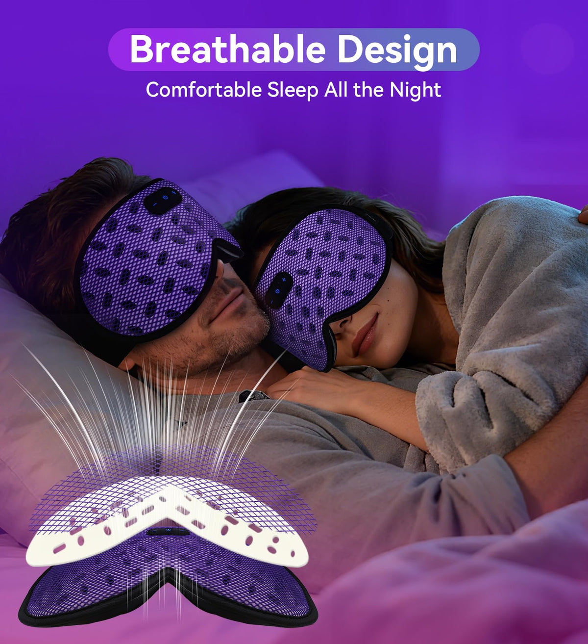 Bluetooth 3D Contoured Sleeping Eye Mask Q45346