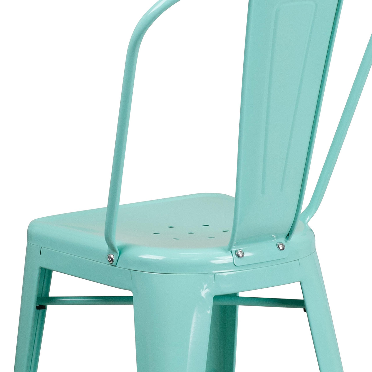 Mint Green Metal Counter Height Stool with Back Q3494