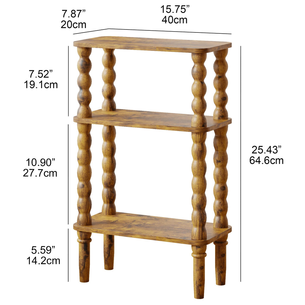 Side Table with Storage Shelf, 3-Tier Small Coffee Table J62838