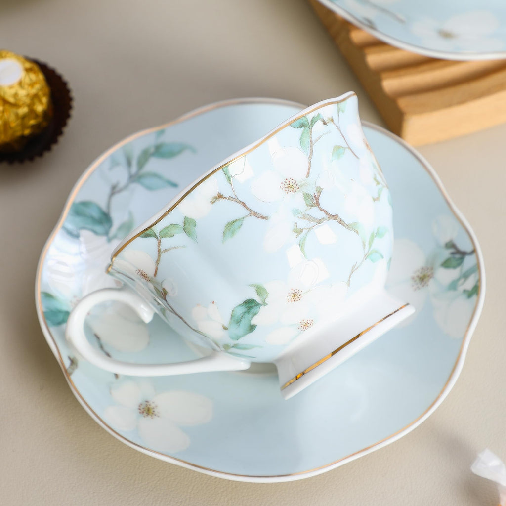 6oz Porcelain Tea Cup & Saucer Set of 6 L489152