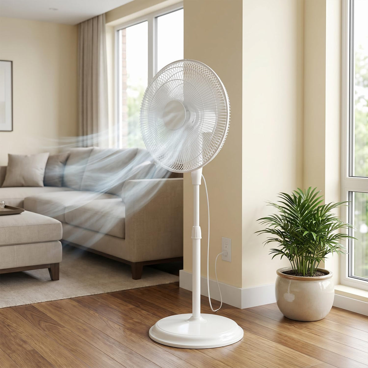 16" Oscillating Standing Pedestal Fan with Adjustable Height V176