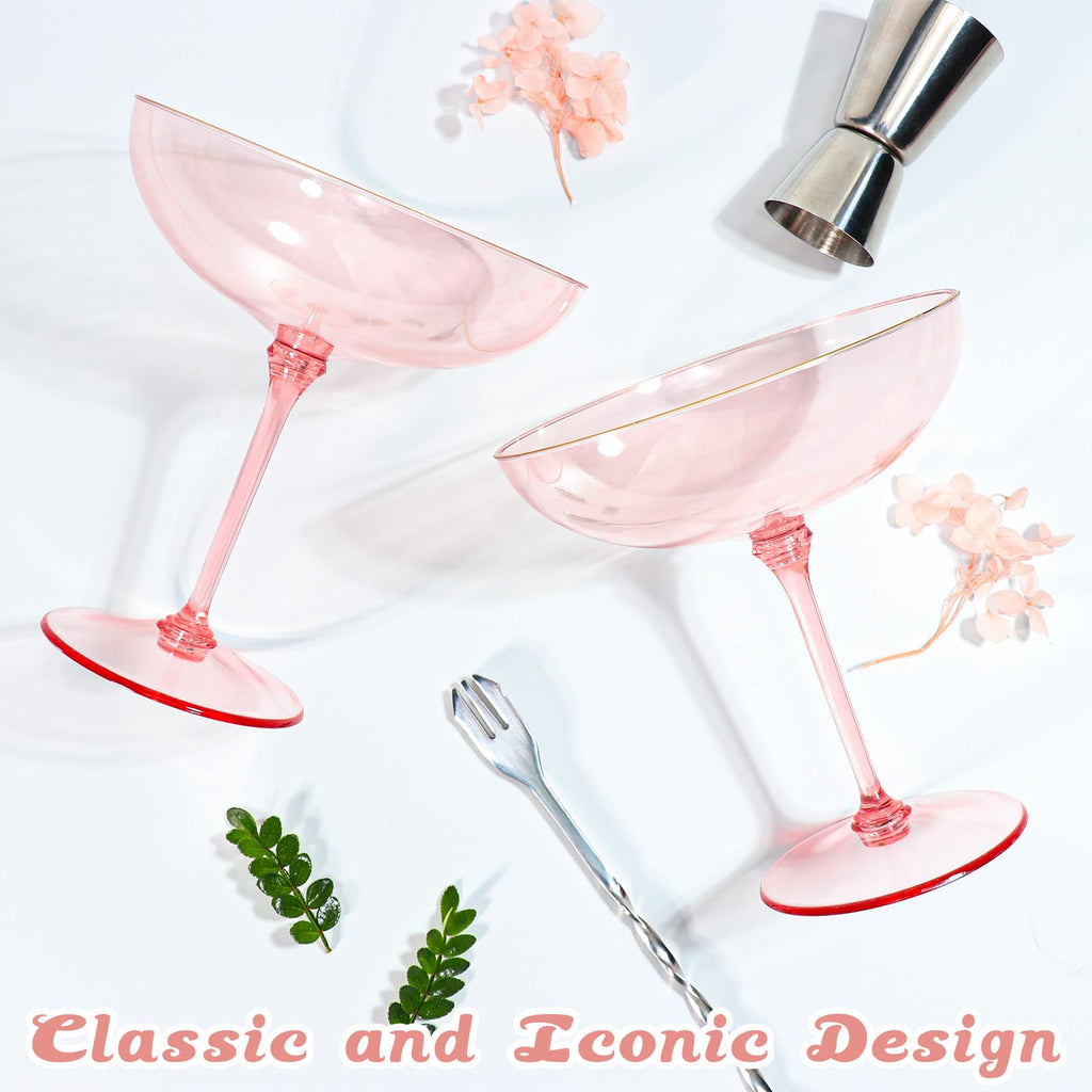 9oz Pink Plastic Martini Glasses Set N4579