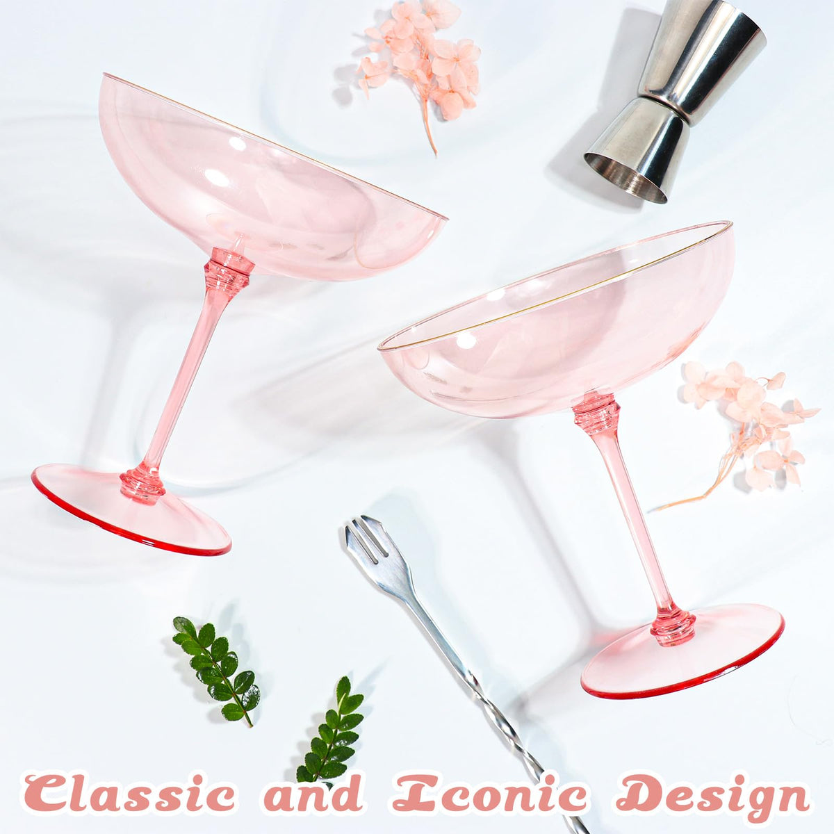 9oz Pink Plastic Martini Glasses Set N4579