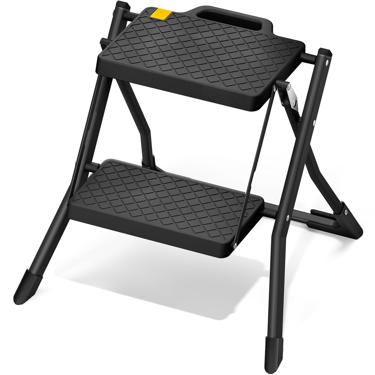 2 Step Folding Stool Ladder 330lb Cap Black H2675