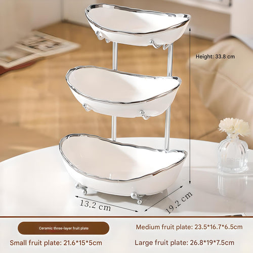 3 Tier Ceramic Fruit Bowl with Metal Stand T778