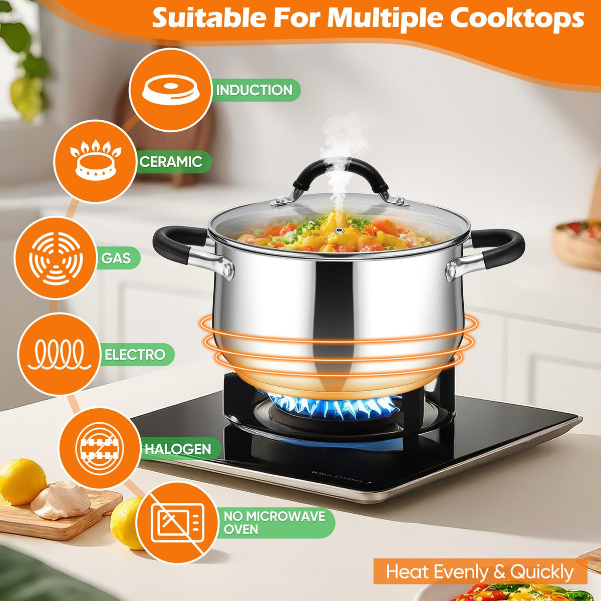 6 Quart Stainless Steel Stock Pot E498