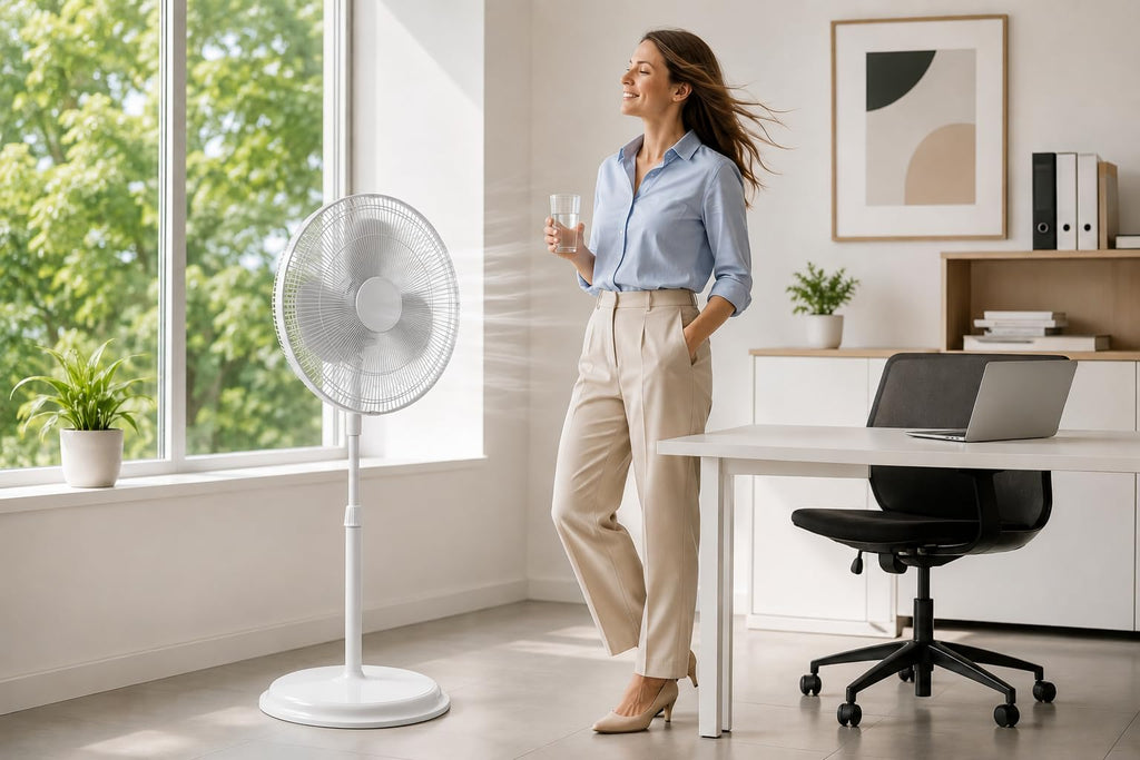 16" Oscillating Standing Pedestal Fan with Adjustable Height V176