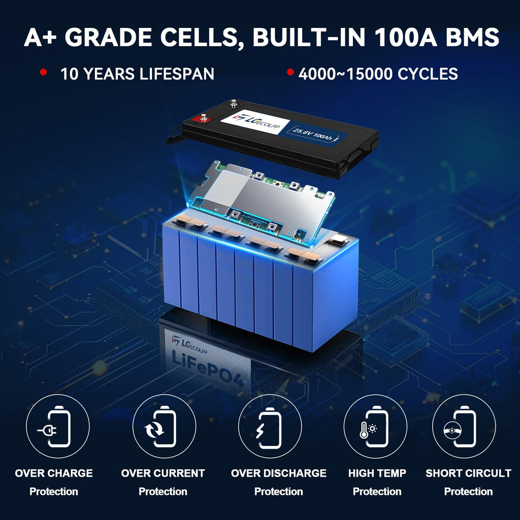 24V 100Ah LiFePO4 Battery with 100A BMS L63106