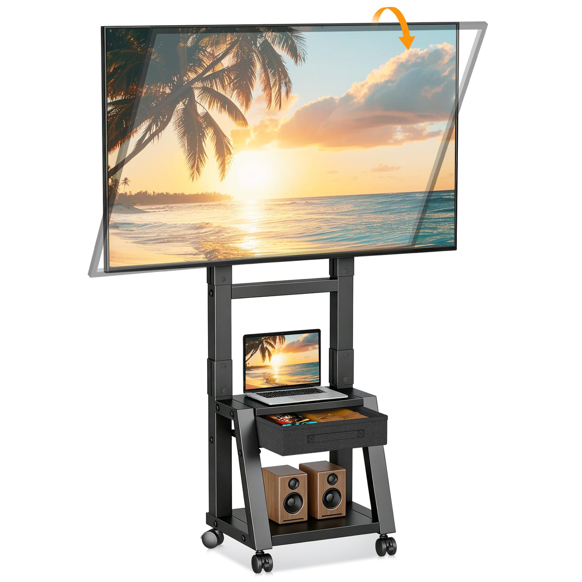 Heavy Duty TV Cart on Wheels with Drawer R964