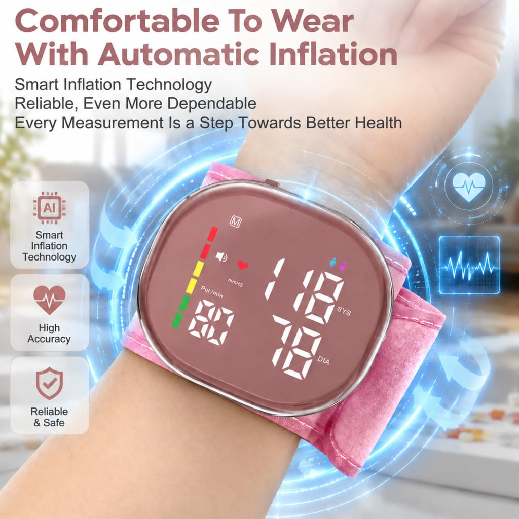 Pink Rechargeable Wrist Blood Pressure Monitor L79164