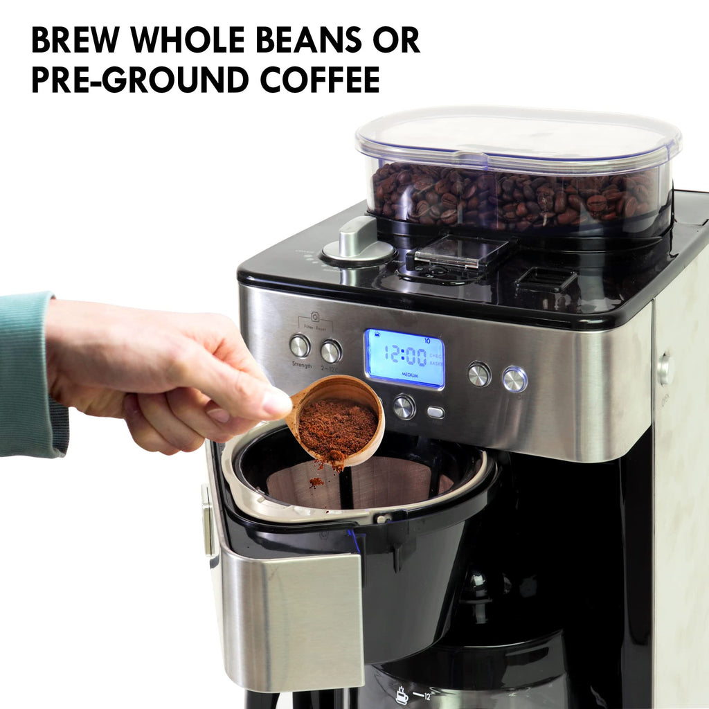 Grind and Brew 12 Cup Programmable Coffee Maker with Burr Grinder J25389