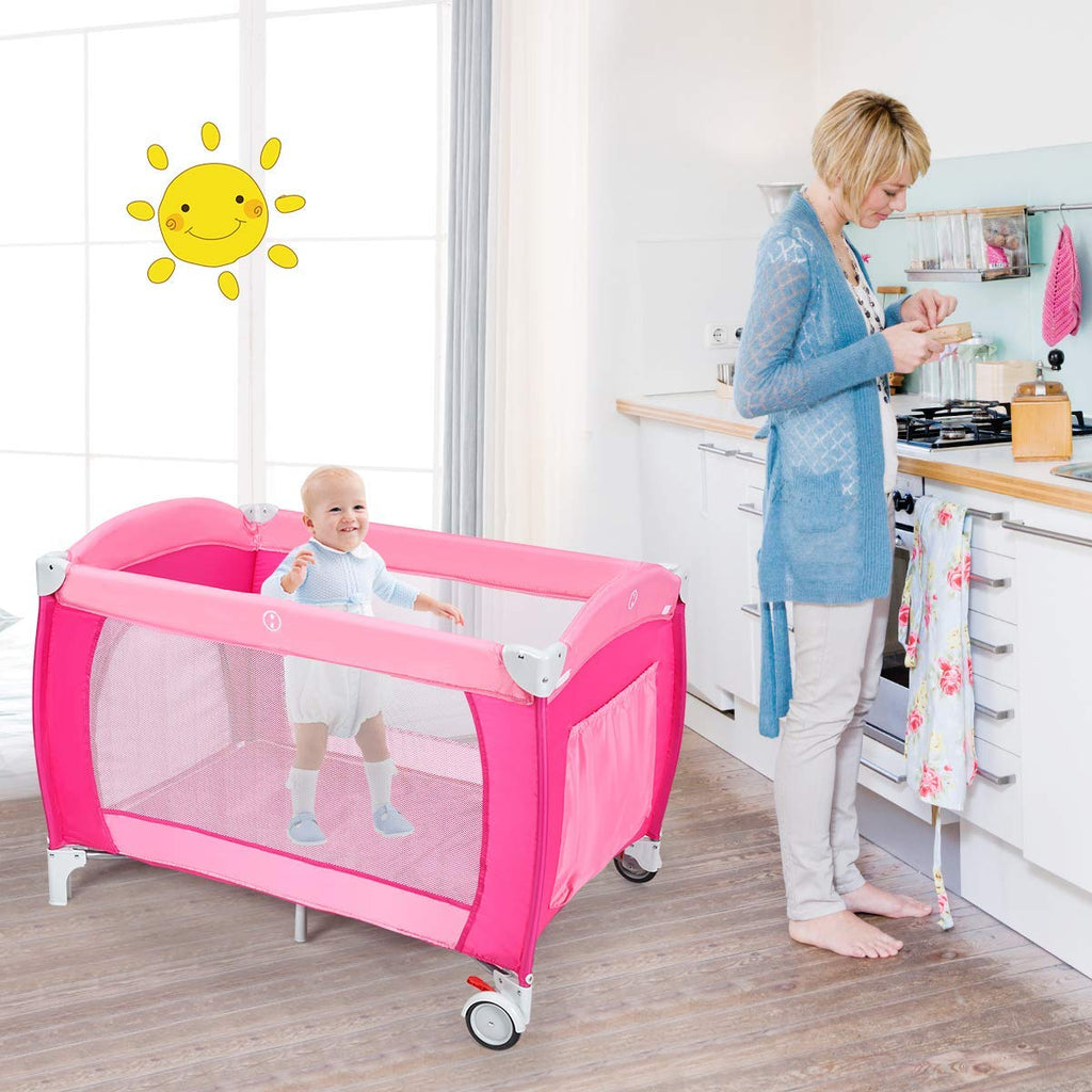 4 in 1 Pink Pack and Play with Bassinet M1842