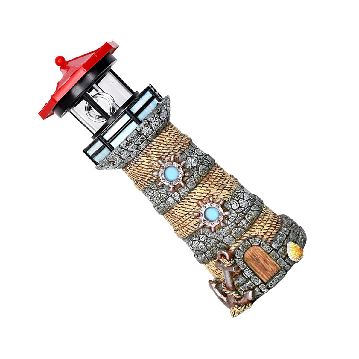 Solar Powered Resin Lighthouse Ornament L962