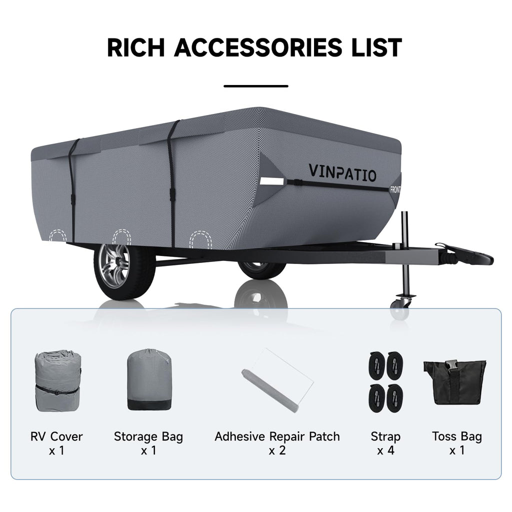 Waterproof Anti-UV Pop Up Camper Cover Fits 14'-16' Trailers L355938