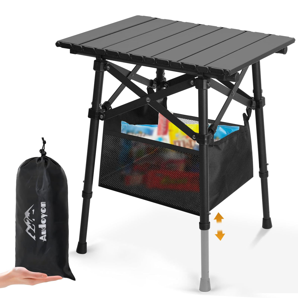 Folding Camping Side Table, Adjustable Height C90178