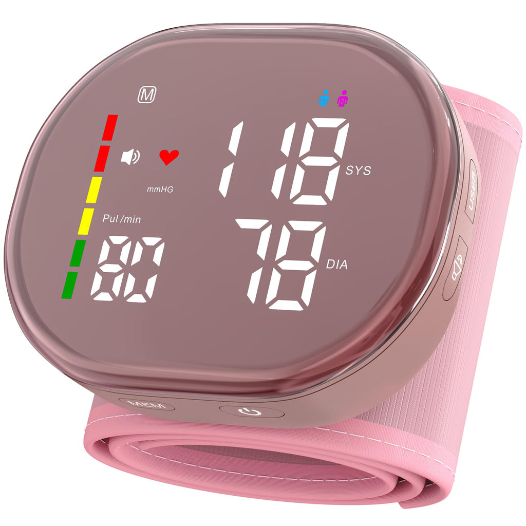 Pink Rechargeable Wrist Blood Pressure Monitor L79164