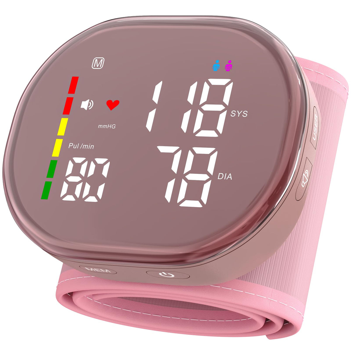 Pink Rechargeable Wrist Blood Pressure Monitor L79164