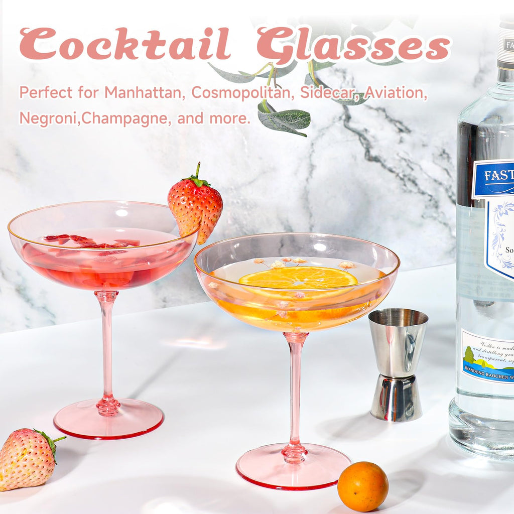 9oz Pink Plastic Martini Glasses Set N4579