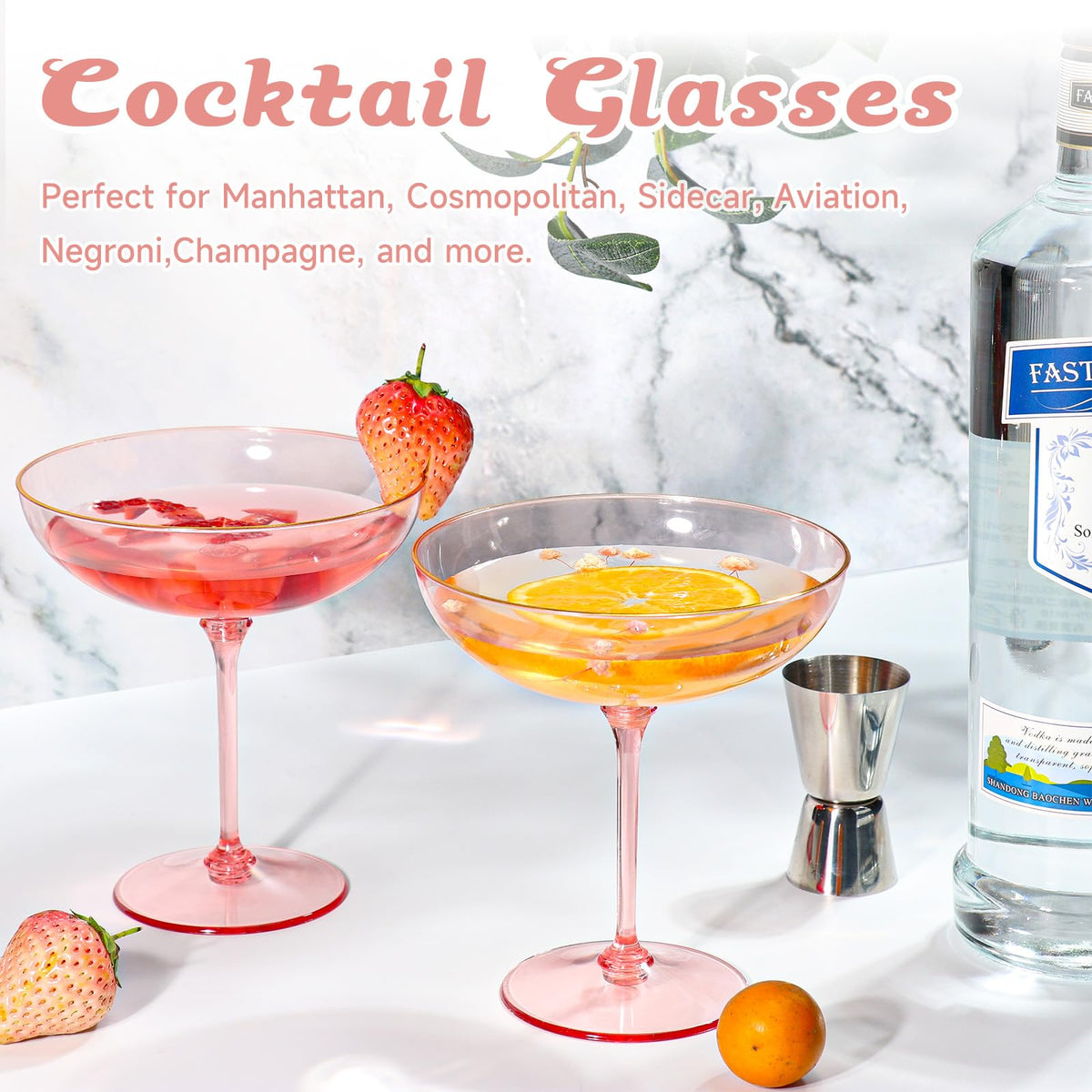 9oz Pink Plastic Martini Glasses Set N4579